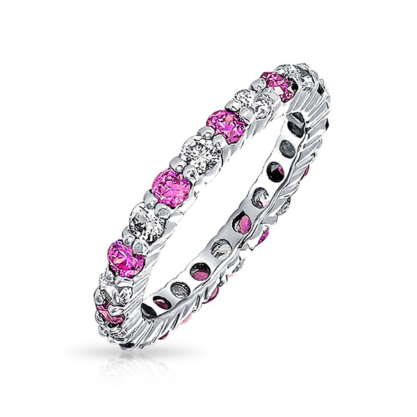  925 Sterling Silver Eternity Band Prong Setting CZ Rings YCR063
