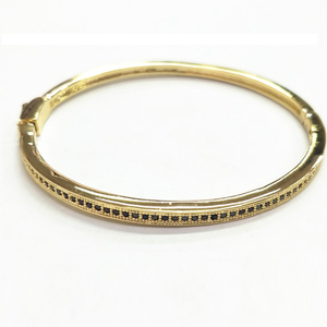 Wholesale Silver Bangle With Black CZ YCB498