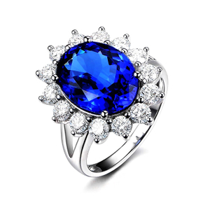 Sapphire Blue and White CZ 925 Silver Rings Jewelry YCR1555 