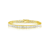 Gold Plated 925 Sterling Silver Square CZ Bracelet YCB006