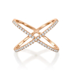 Cross Micron CZ Rings in 925 Silver Rose Gold Plated YCR3408