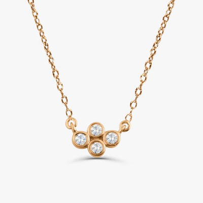 Minimalist 14K Rose Gold Four Stone Necklace in Silver YCN6859