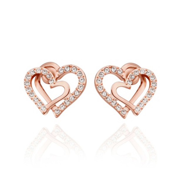  14K Gold Plated Stud Earrings Design Heart Shape Jewelry YCE2629