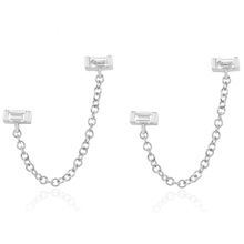 Silver Baby Baguette Double Studs YCE2695