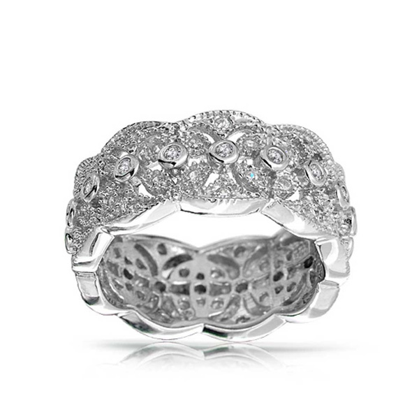 Vintage CZ Style Leaf Band and White Gold Plated Rings YCR6955