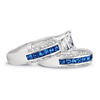 Princess Sapphire Blue & White CZ Rings Set in Silver YCR3471